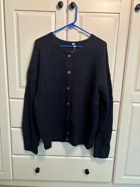 Classic Navy Button-Front Knit Cardigan